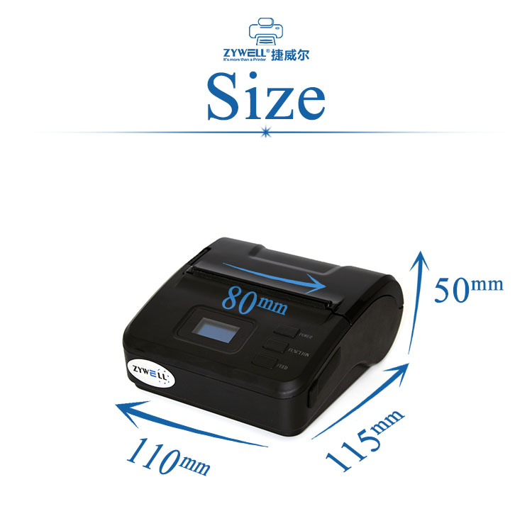 ZYWELL Wireless Printer Zm01 Thermal Wifi Printer With Battery And