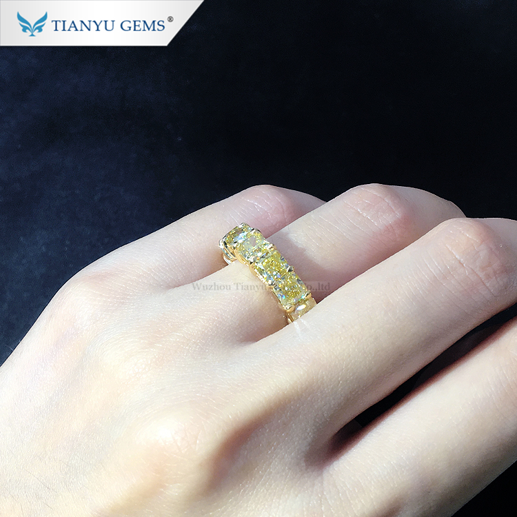 Tianyu Gems Yellow Moissanite 14k Yellow Gold Ring Band