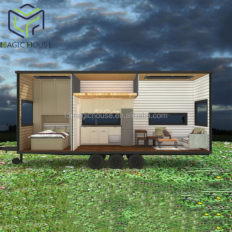  Casa modular prefabricada del envase 20 ECO Tiny Home  residencial lista para vivir vivienda, acero de aleación, marrón : Patio,  Césped y Jardín