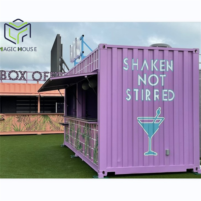 Black Coffee Shop 20ft Shipping Container kiosk with the second floor