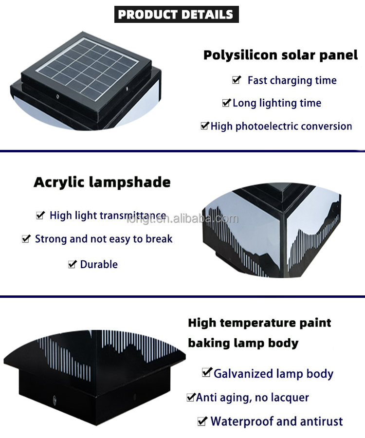 2023 New Custom Home Garden Gate Lighting Hotel Decoration Outside Lighting Solar Pillar Lamp