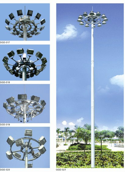 High mast lighting pole 30m high mast light with 300w LED flood light