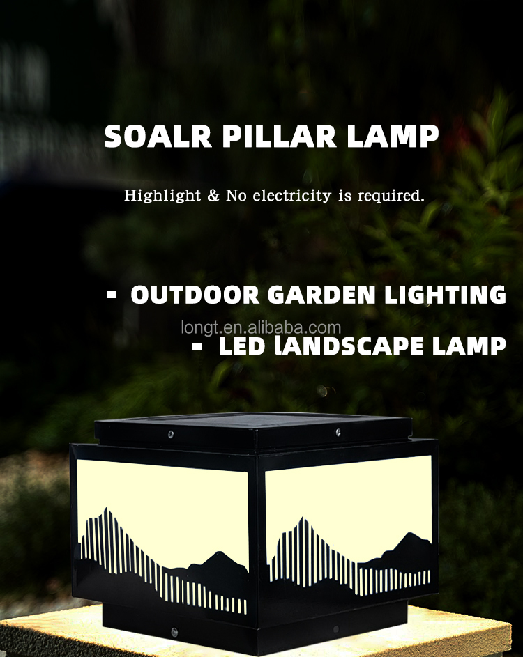 2023 New Custom Home Garden Gate Lighting Hotel Decoration Outside Lighting Solar Pillar Lamp