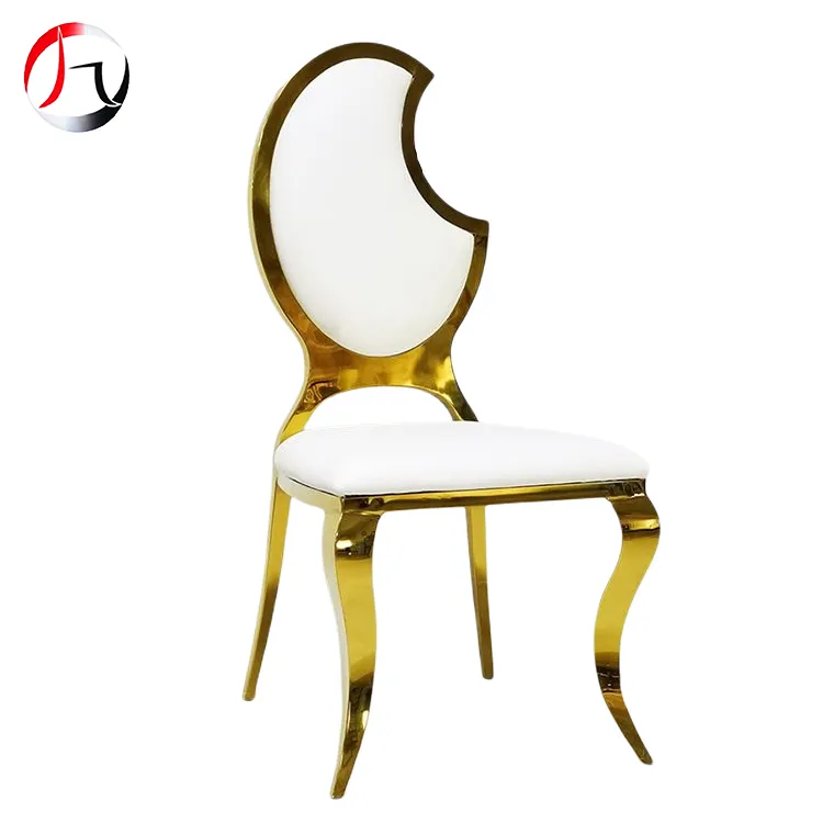 White Leather Gold Frame Wedding Banquet Chair