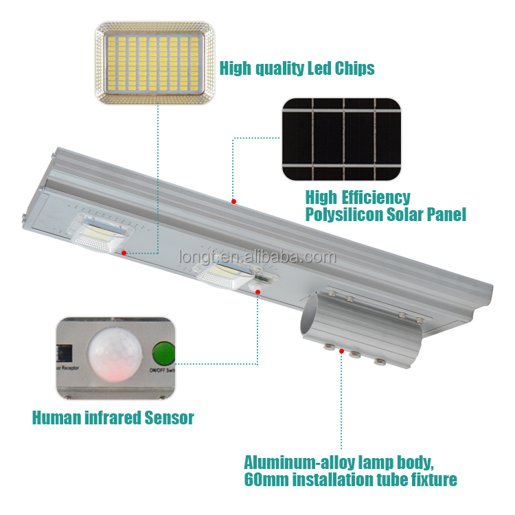 Factory Price Road Lamp Integrated 50w 100w 150w 200w 250w IP65 outdoor all in one solar street light Led Lighting