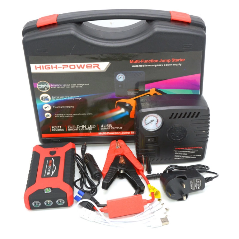 Pine - Hot Sale Emergency Vehicle Tools 12v Battery Jump Start Car Jump Starter Power Bank With Air Compressor Tire Inflator Car jump starter