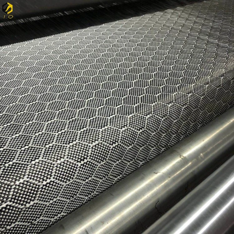 Liso-Tela de fibra de carbono hexagonal de aramida de nuevo diseño con tela  jacquard de