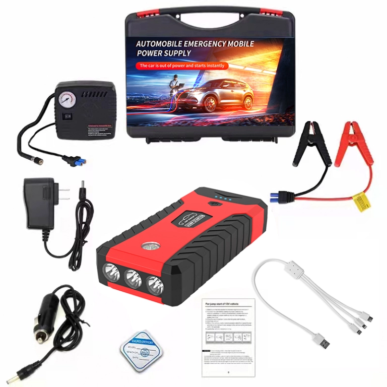 Pine - Hot Sale Emergency Vehicle Tools 12v Battery Jump Start Car Jump Starter Power Bank With Air Compressor Tire Inflator Car jump starter  in  Shenzhen