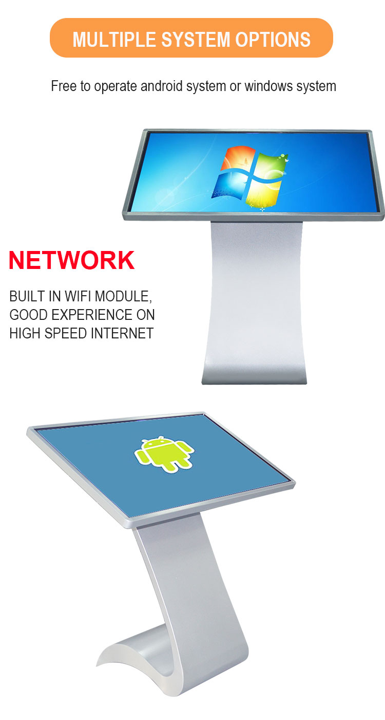 High resolution multi touch screen Android tablet kiosk ads player