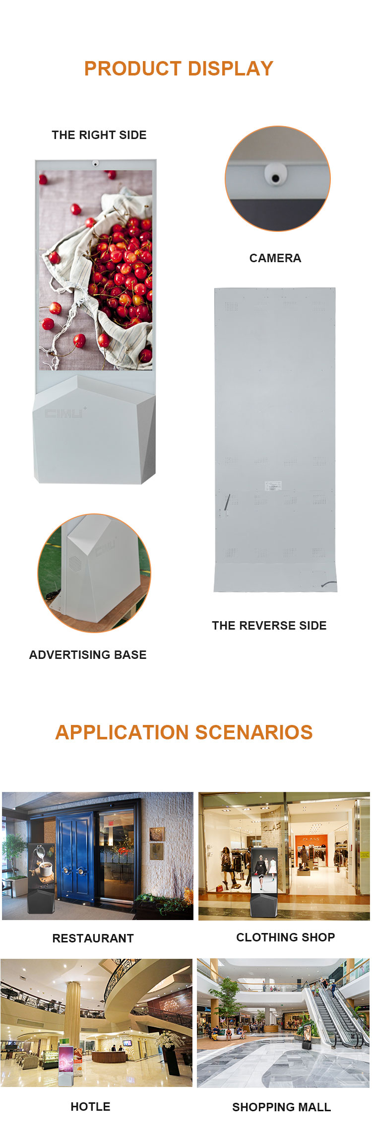 New design 55inch floor stand multi touch digital signage kiosk totem