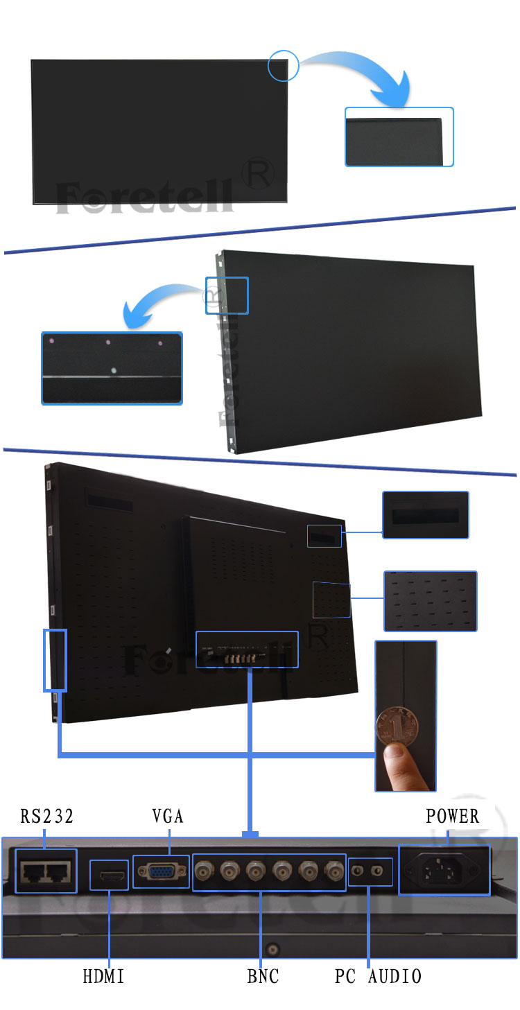 3x3 XXX Video TV Wall Support HD , VGA , DVI Input And Come With Controller