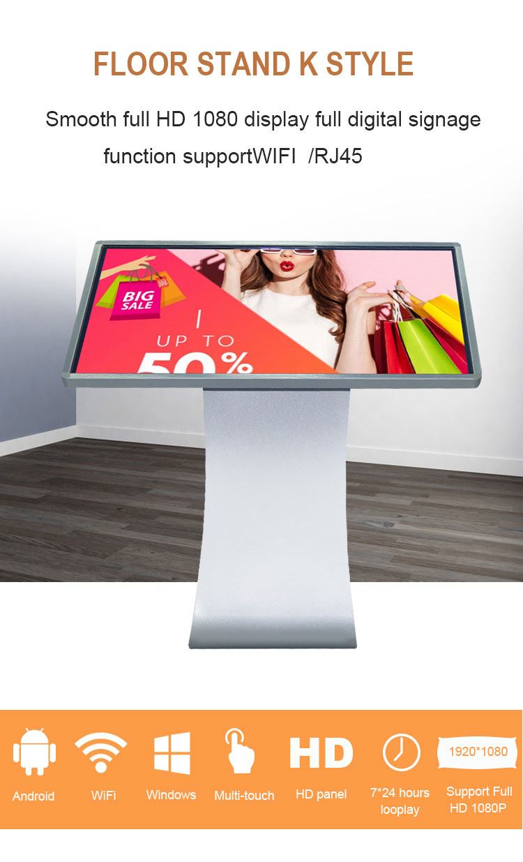 High resolution multi touch screen Android tablet kiosk ads player