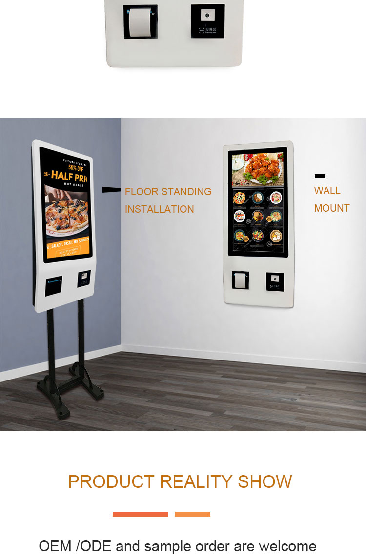 Fast-casual restaurants self-service interactive touch screen kiosk for fast food ordering