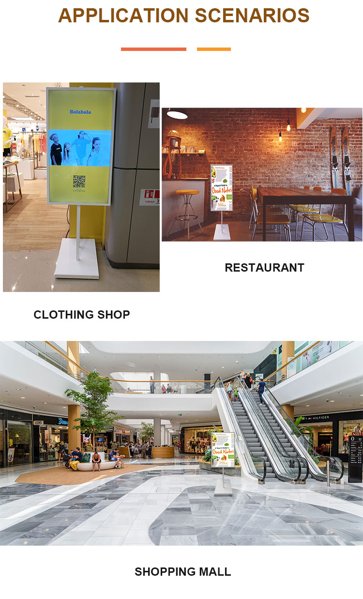 Full color hd display 55 inch floor stand led outdoor digital signage media player 4k