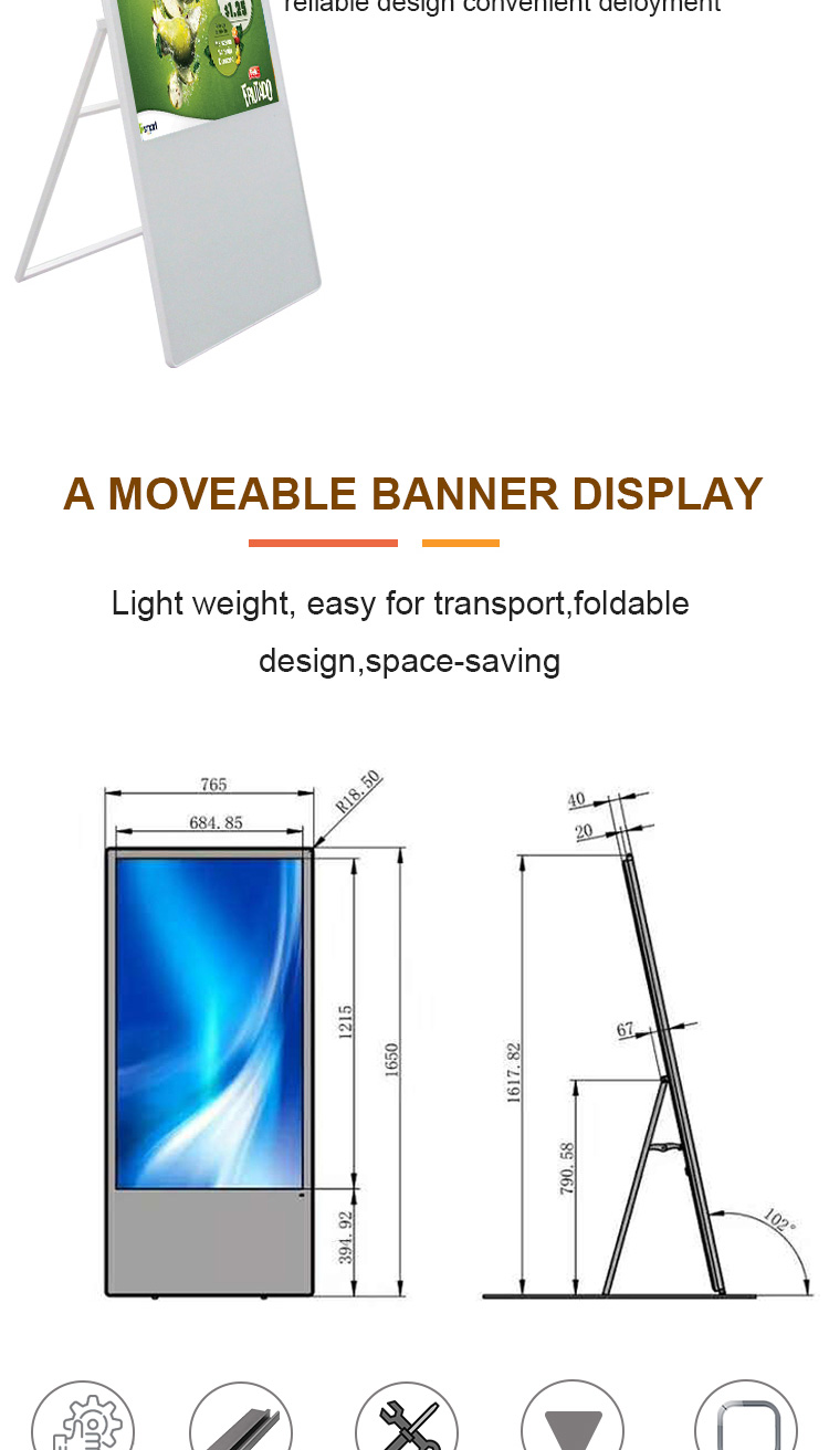 Kosintec Retail Use 55inch Folding Portable Digital Signage