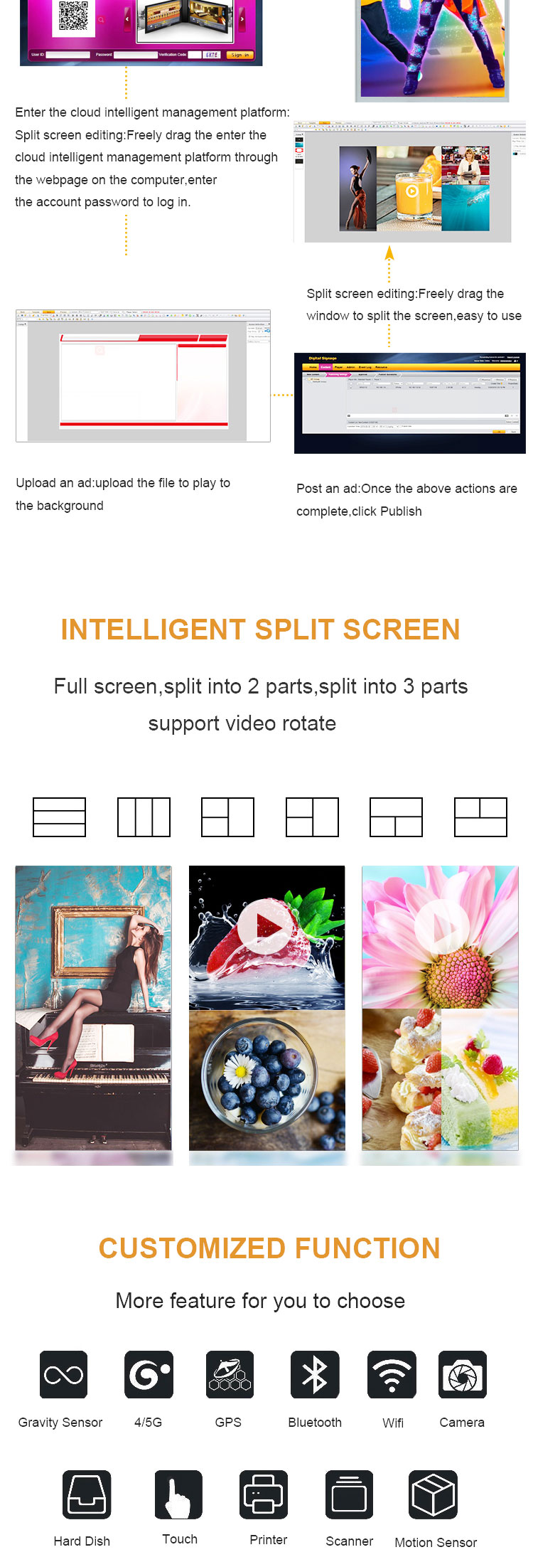 New design 55inch floor stand multi touch digital signage kiosk totem