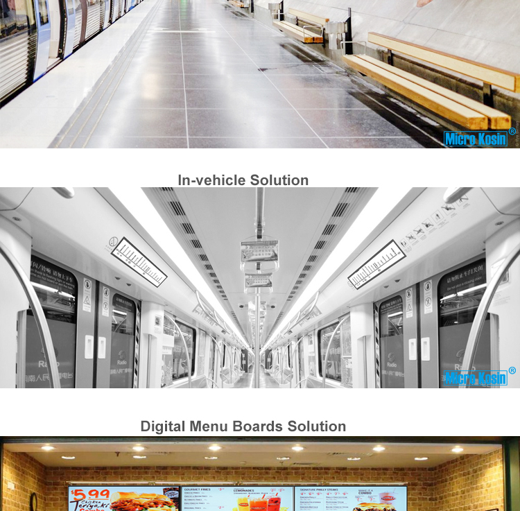 Color bar lcd display screen ultra wide stretched type for digital menu boards