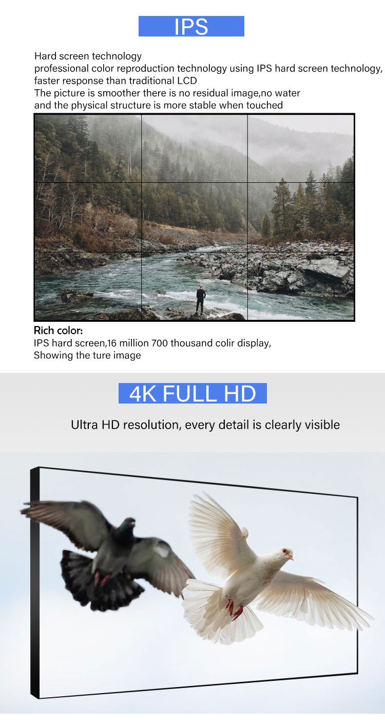 Indoor and outdoor support 49inch 3.5mm hd advertising video wall lcd 3x3 lcd tv wall