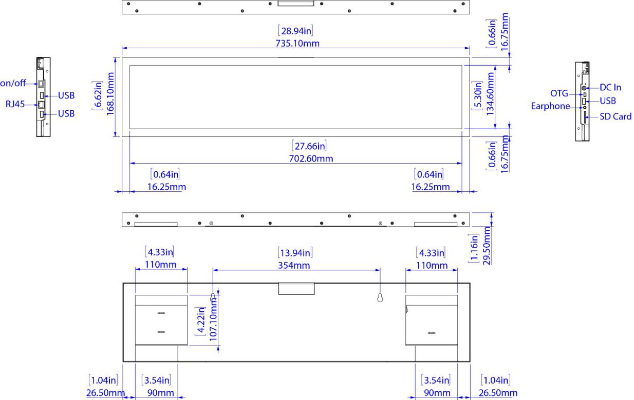 28inch Retail store usage commercial ultra stretched screen wholesaler