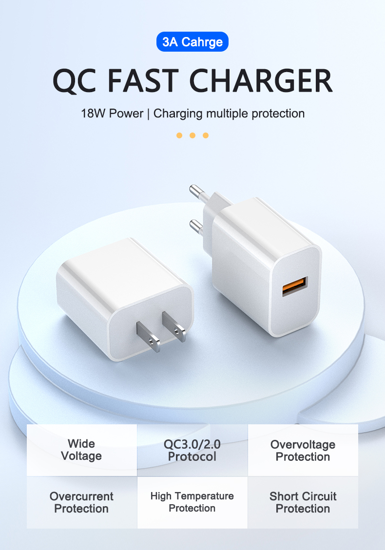 Badu Best Usb Adapter 18w Fast Charging Us Eu Au Uk Plug Mobile Phone Power Charger For Iphone