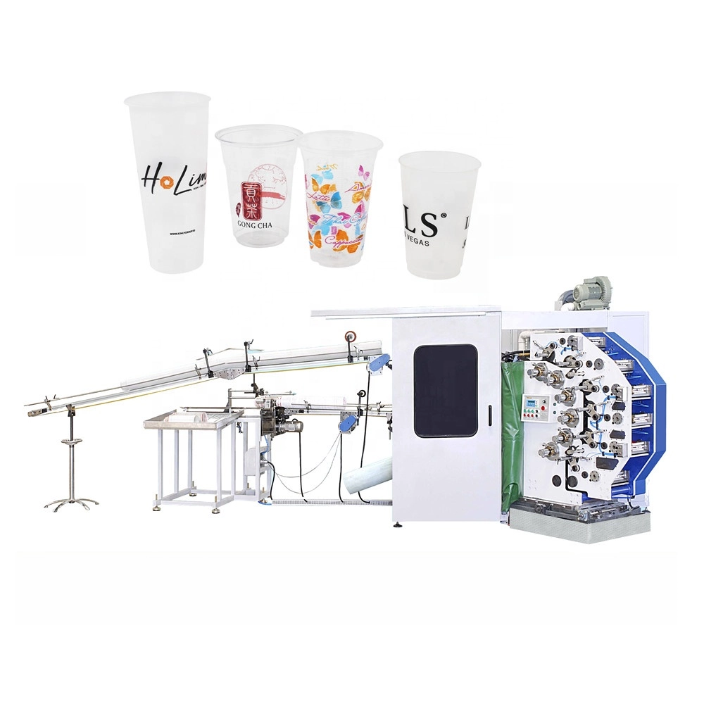 High speed offset printer 6colors plastic disposable cup printing machine cups