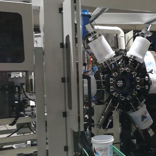 Automatic offset plastic bucket feeding system with speed in 15pcs/min QJY-6350 pail printing printer machine