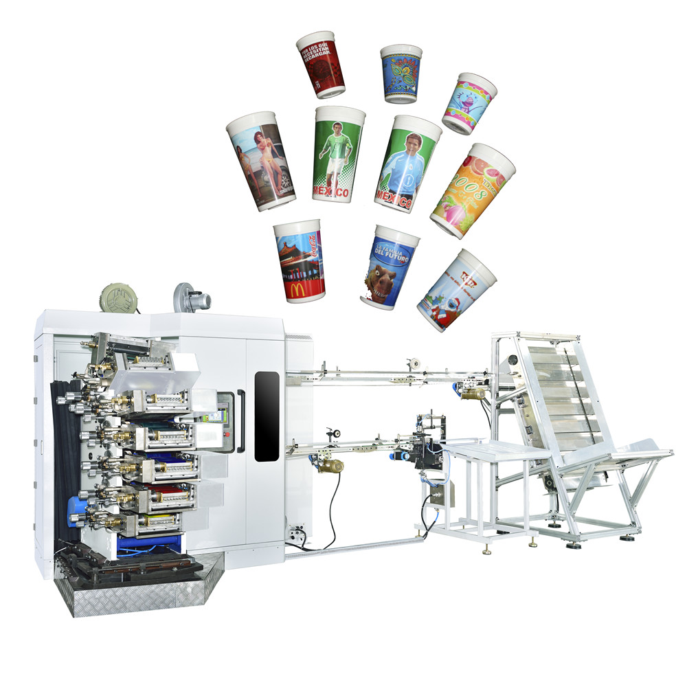 PP PS 7 Colors Offset Print Machine Disposable Drinking Juice Water Plastic Cup Printer