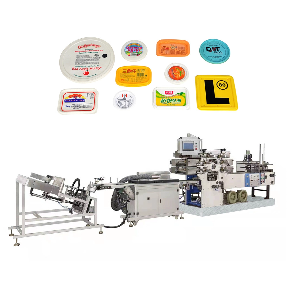 Plastic offset printing machine automatic 6colors custom logo ice cream container cover lid printer