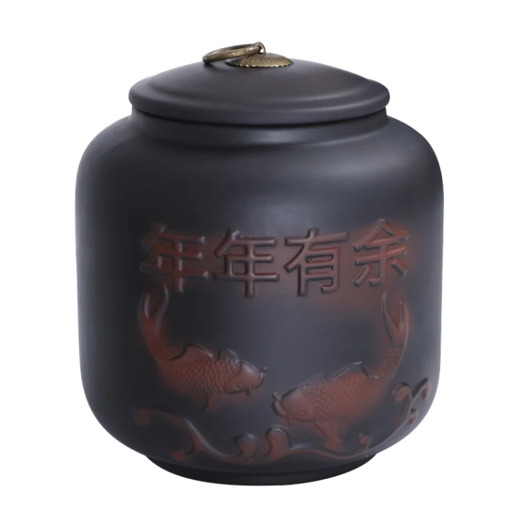 Jarre à thé en céramique Style chinois vintage Jar Conteneurs de stockage Boîte à café Pot de gingembre en céramique de style chinois Vase à fleurs décoratif Pot de stockage de thé