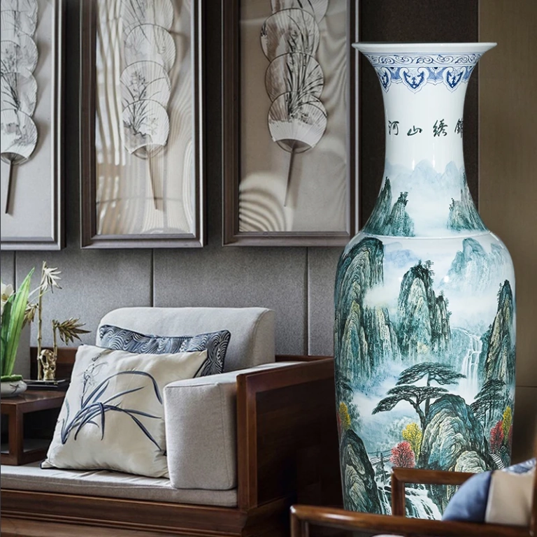 Vase En Céramique Noire Jingdezhen Motif Pivoine Dorée - Décoration Maison Et Cadeau Élégant 23cm