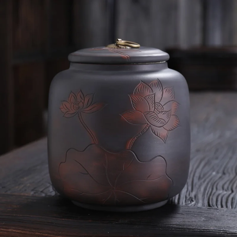 Pot à Thé Céramique Japonais Traditionnel Jingyun - Boîte à Thé Décorative - Style B09