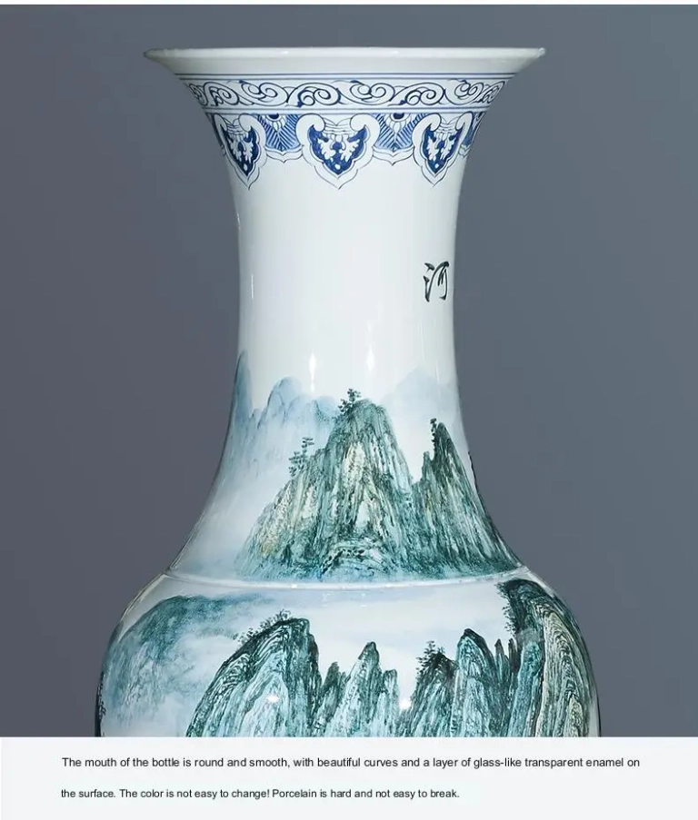 Vase Céramique Jingdezhen Noir Pivoine Dorée - Décoration Maison Chinoise - 23x15 Cm