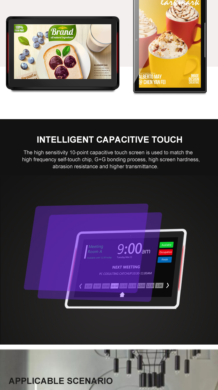 Open source 10.1inch mini pc for digital signage Android with LED light bar indicator