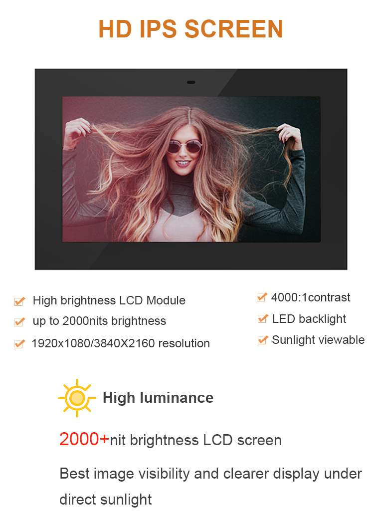 43inch wall mounted LCD screen panel advertising equipment for outdoor application