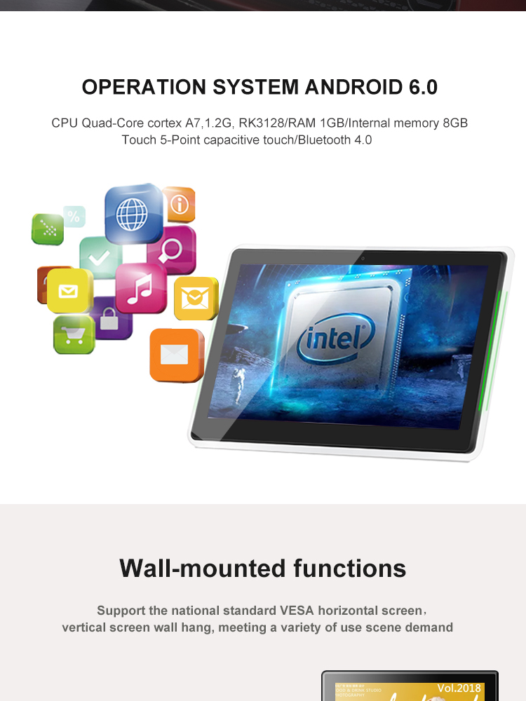 Open source 10.1inch mini pc for digital signage Android with LED light bar indicator