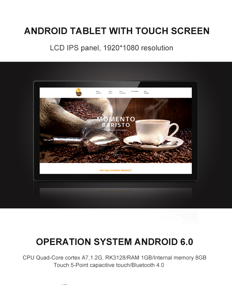 IPS screen 15.6inch wifi digital signage advertising gadgets Ethernet with POE