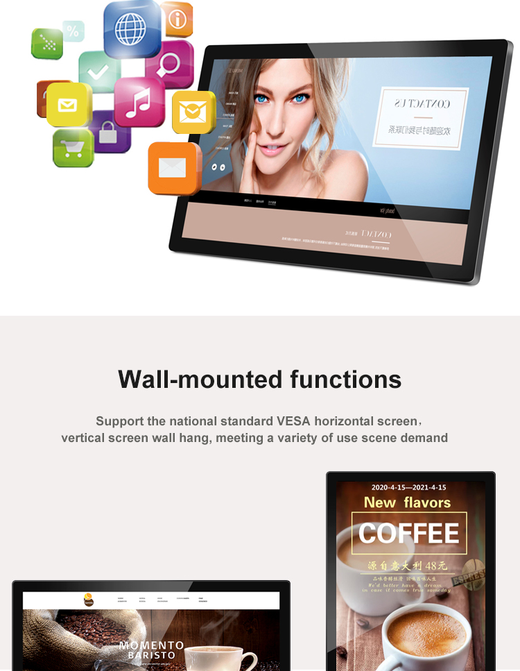 IPS screen 15.6inch wifi digital signage advertising gadgets Ethernet with POE