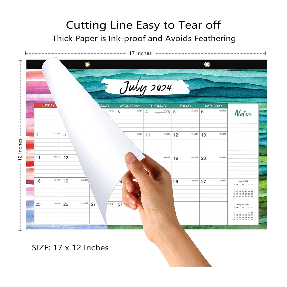 Wall desk calendar 2024 Monthly overview in every page Large Ruled Desk wall Calendar with Tear Off Design 1