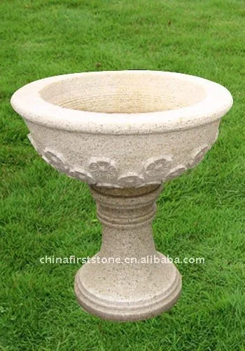 Maceta de travertino beige para exteriores en venta