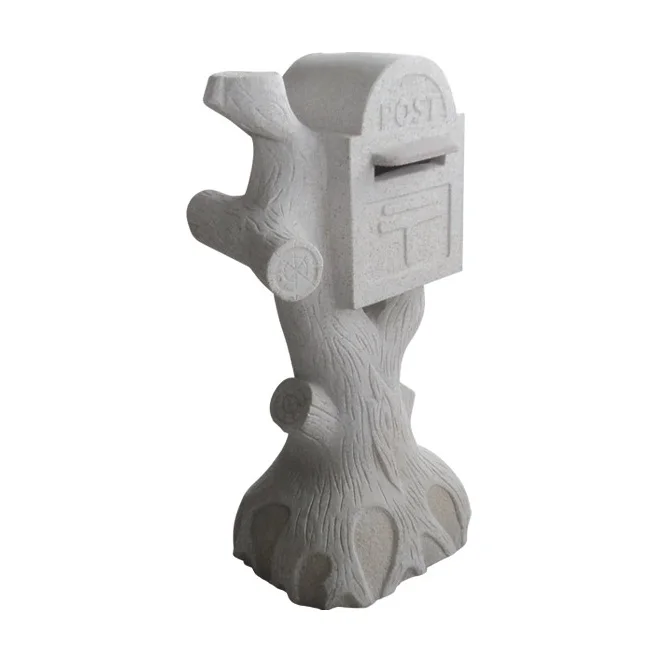 MAMG006 Wholesale Blue Limestone Garden Letter Box Stone Mailbox Outdoor With Stand Design