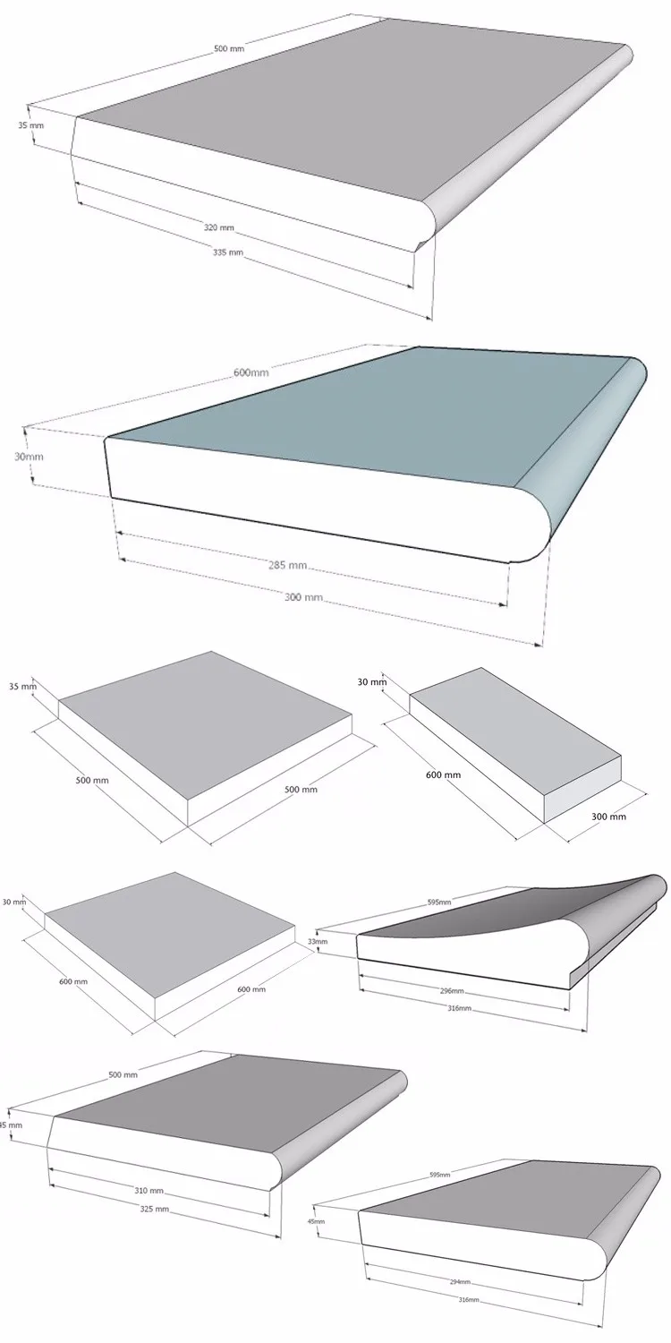 Chinese Grey Granite Exterior Straight Edge Pool Capping