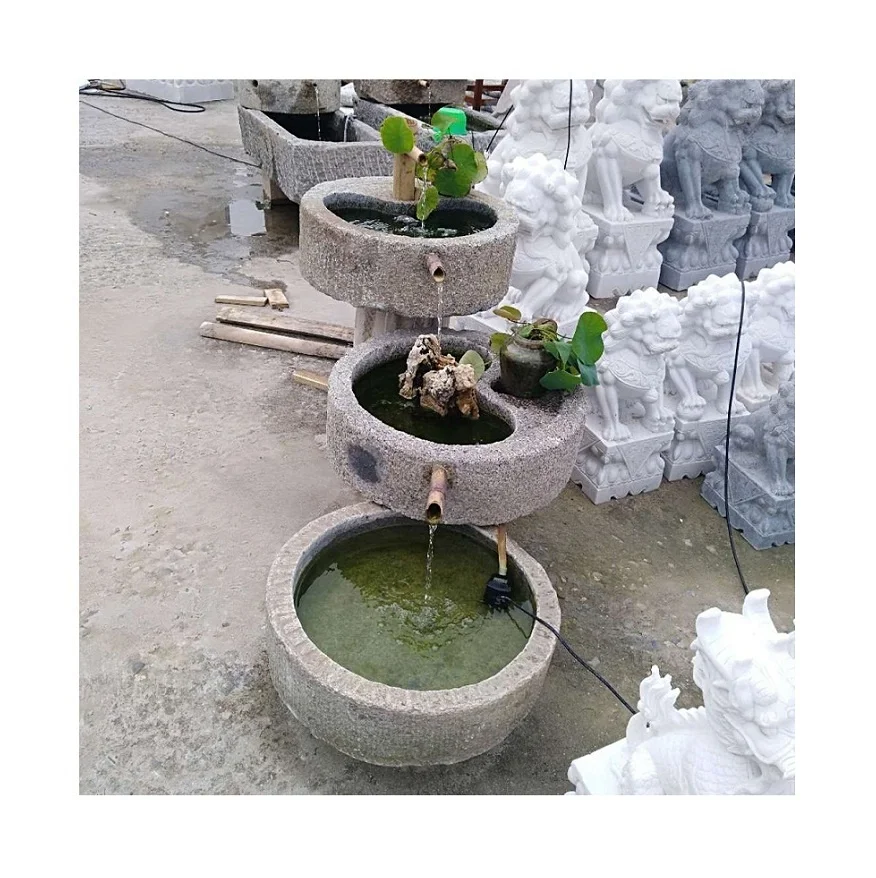 Indoor Stone Bamboo Japanese Water Fountain Decorative
