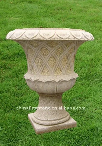 Maceta de travertino beige para exteriores en venta