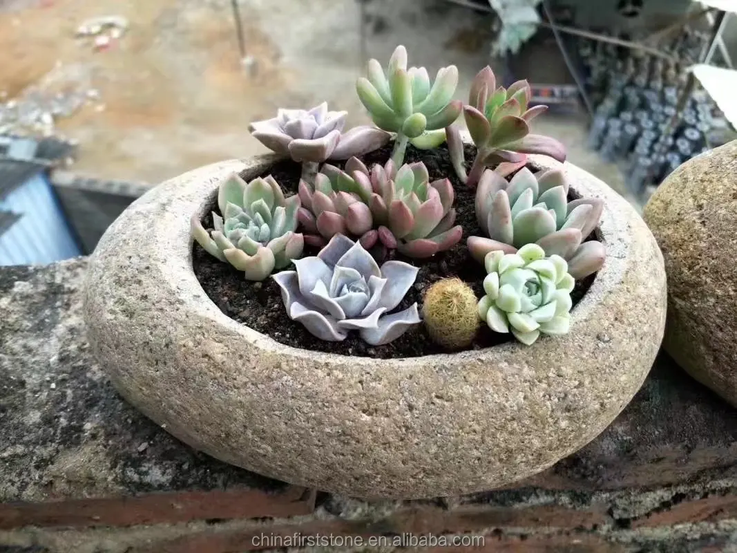 China New Design River Stone Indoor Decoration Planter Pot Outdoor Garden Mini Flower Pot