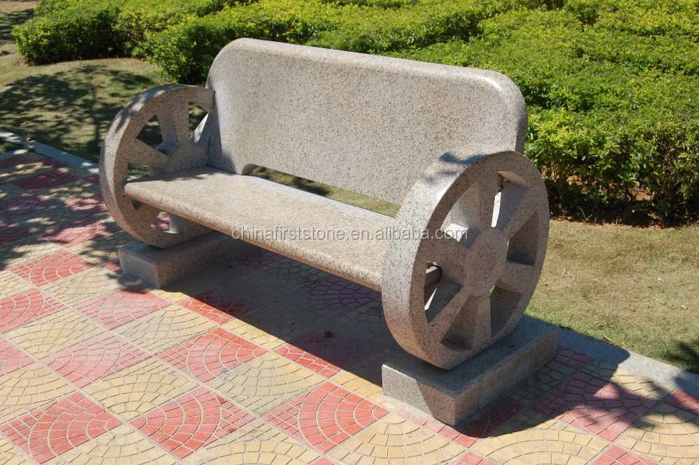 Golden Yellow Travertine Outdoor Garden Benches Stone Park Garden Bench
