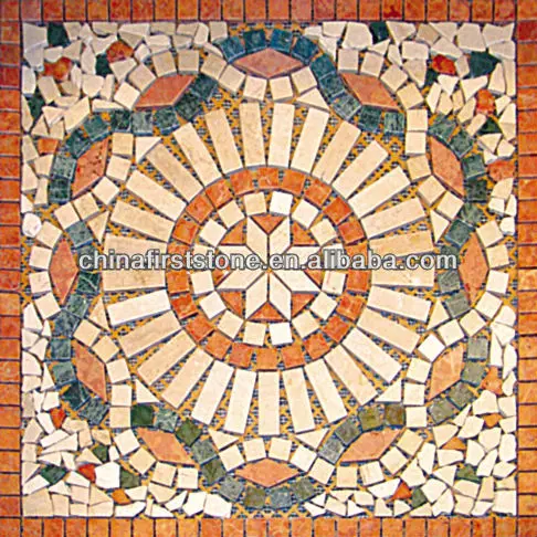 Natural Stone Round Mosaic Table Top Garden Coffee Table