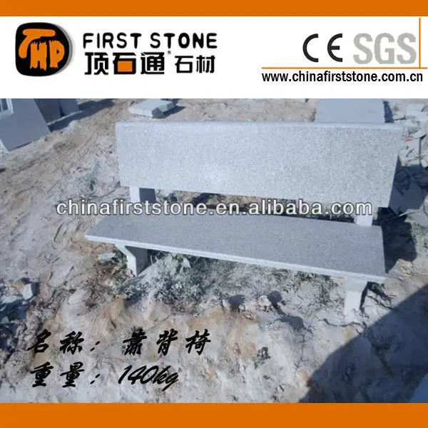 GCF442 Outdoor White Grey Granite Stone Park Bench With Back