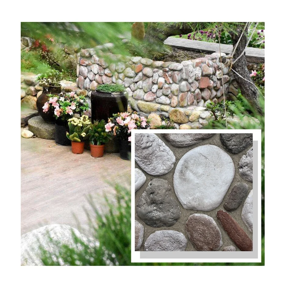 Villa Decoration River Pebble Rock Stone Retaining Walls