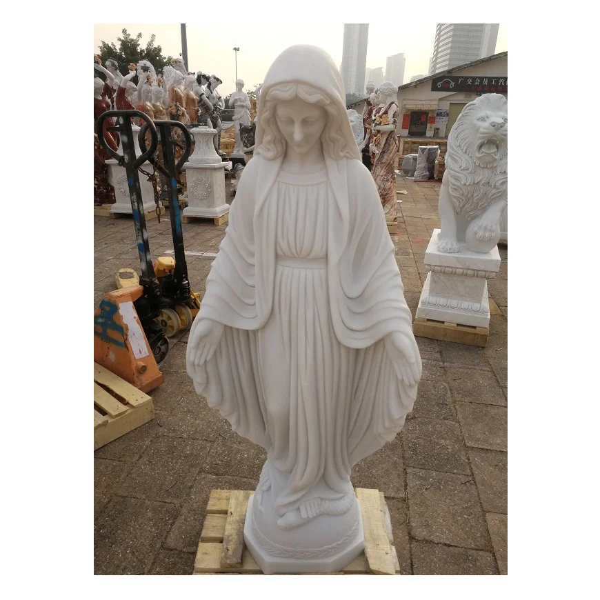 تمثال مصنوع من الرخام الأبيض مصنوع من الحجر تمثال السيدة العذراء مريم، تماثيل دينية للسيدة العذراء مريم