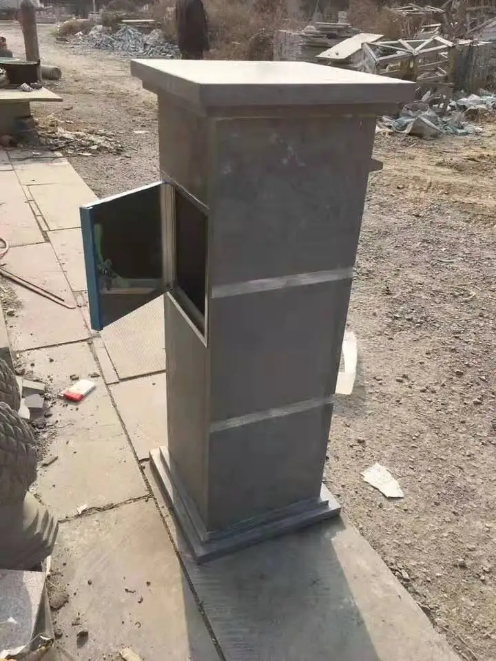 MAMG006 Wholesale Blue Limestone Garden Letter Box Stone Mailbox Outdoor With Stand Design